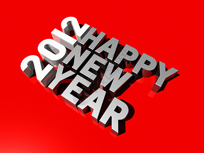 跨年演唱会字体2012年新的幸福新年红色假期金属庆典灰色印刷数字形状日历白色背景