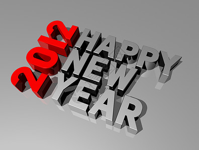 2012年新的幸福新年数字形状红色灰色印刷庆典假期金属日历背景图片
