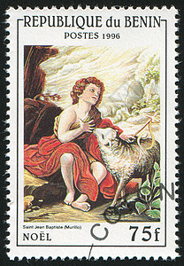 羊年邮票背景施洗约翰背景