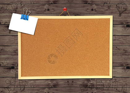 木壁上的cork公告牌别针木板软垫软木褪色教育木头夹子框架记事本背景图片