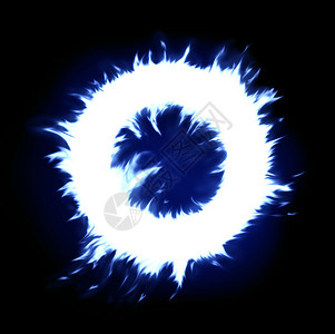蓝色圆圈火焰蓝环圆形圆圈戒指插图火焰概念魔法白色壁炉烧伤背景