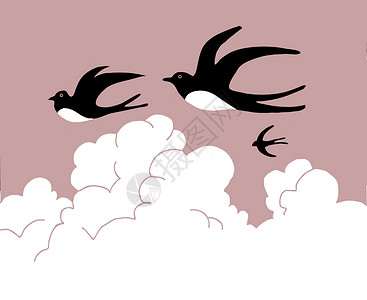 矢量绘图艺术品草图翅膀插图墙纸动物多云天空夹子鸟类背景图片