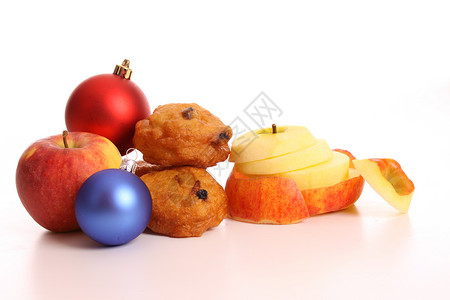 圣诞圈奥利博伦 荷兰甜甜甜圈橄榄球国家传统食物假期庆典派对水果农业葡萄干背景