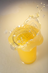 黄色气泡边框橙汁漩涡玻璃宏观力量气泡热带波纹液体饮食飞溅背景