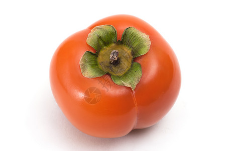 Persimmon 双环西蒙食物柿子橙子健康圆形白色热带营养背景图片