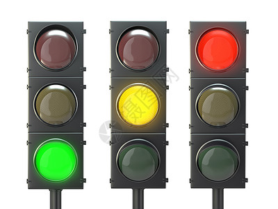 信号颜色一套红灯 黄灯和绿灯的交通灯背景
