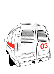 移动ct救护车白色背景的救护车 矢量插图;或背景