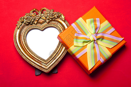 心脏图片框架和礼品背景图片