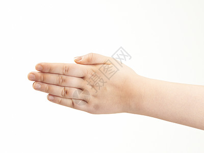 童年的手背白色女孩身体女性手势手指指甲手臂美甲奶油背景图片