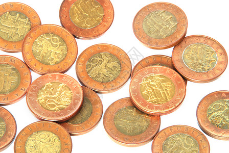 捷克货币硬币王冠财富经济笔记金融商业背景图片