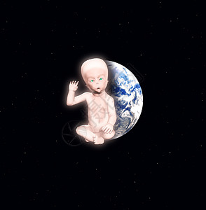 延生空间星童杂交种漂浮外星人杂交陆地新生行星变种人婴儿宇宙背景