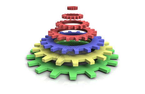 3d齿轮素材3d 四色齿轮计算机工程合作车轮技术力量商业领导力学引擎背景