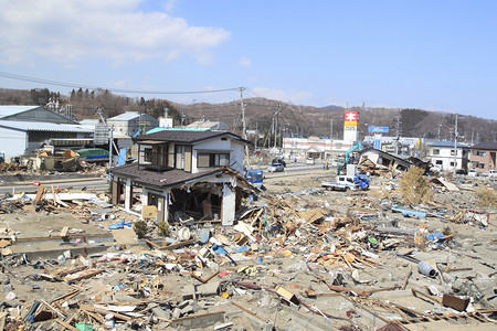 东日本大地震事件海啸悲哀灾难力量损害碰撞高清图片