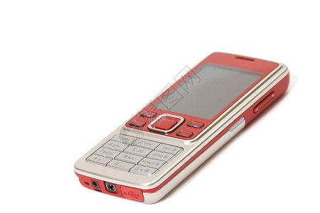 白色背景的移动电话Name技术系统全球按钮奢华通信键盘移动红色屏幕背景图片