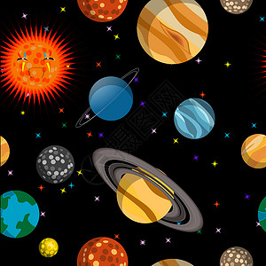 太阳系图案插图行星无缝模式背景