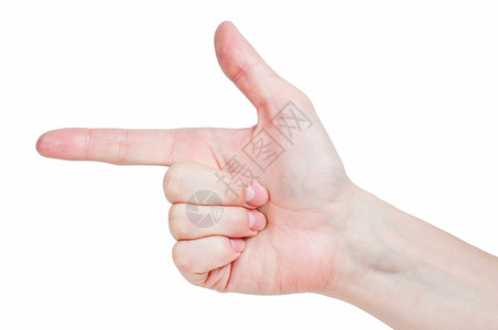 左手食指固定女性左手指向左拇指数字女孩手指警告戒指女士展示数数皮肤背景