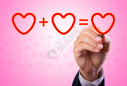 亲手写爱的爱情 心脏数学方程式绘画联盟动物群红色忠诚插图天鹅算术写作方程背景图片