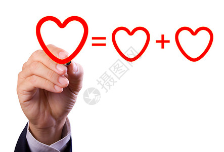 亲手写爱的爱情 心脏数学方程式写作方程忠诚红色友谊动物群算术身体绘画插图背景图片