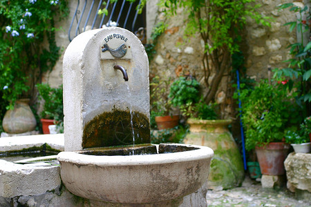 喷泉水盆法国圣保罗的不老泉背景