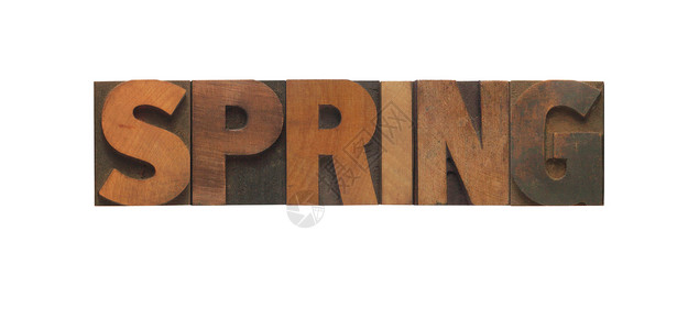 春季类型工艺水平凸版墨染季节字母木头字体背景图片