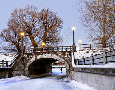 渥太华冬石桥背景