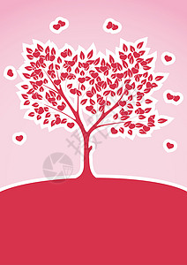 爱情树摘要背景背景生日分支机构插图婚礼红色树叶树干背景图片