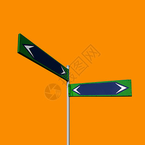 指示蓝色箭头具有工作路径的橙色背景方向指示符号背景