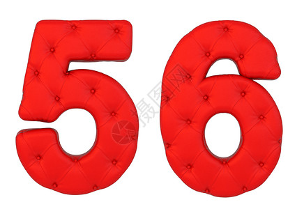 豪华红色皮革字体 5 6 个数字背景图片