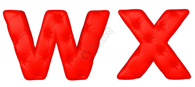 豪华红色皮革字体 WX 字母背景图片