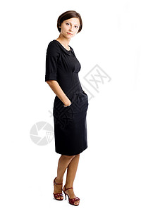 身着黑衣服的妇女裙子领导商业老板领导者女士工作室黑色魅力女性背景图片