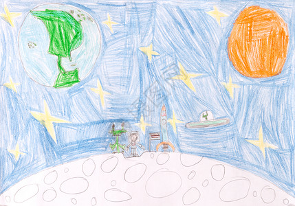 星星画笔儿童绘画-空间背景