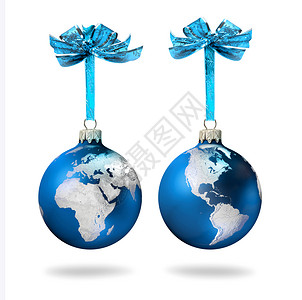 世界玻璃球蓝色背景图片