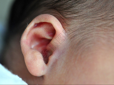 婴儿耳朵新生儿耳耳耳朵青年生活新生身体镜头特写宏观背景