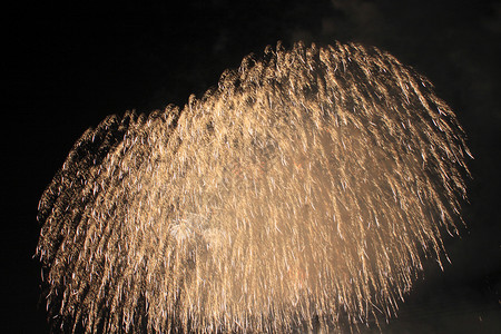 夜空中日本传统烟花游戏绿色黑色大曲焰火火箭派对节日高清图片