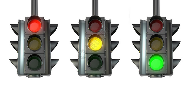 信号颜色一套红色 绿色和黄色的交通灯背景