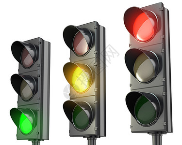 三个颜色光红色 绿色和黄色三个交通灯背景