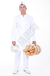 1重好礼带一篮面包的男性面包工人背景