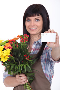 花粉携带磨损送鲜花带信息的妇女背景