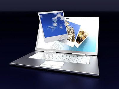 数码相册画廊数据屏幕插图键盘收藏框架电脑展示技术背景