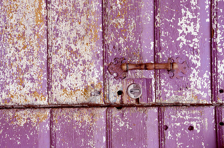 板绘插画旧的漆 破碎的门房子锁孔木头棕色出口钥匙入口古董建筑学材料背景