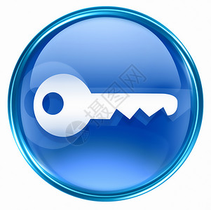 keyKey 图标蓝色 在白色背景上孤立网页反射网络玻璃电脑入口安全互联网圆形水平背景