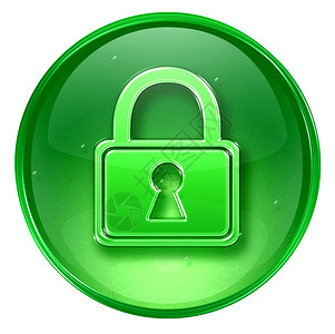 锁icon锁定图标绿色 在白色背景上隔离背景