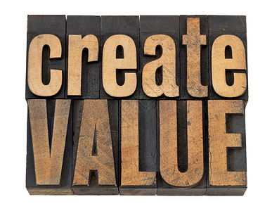 服务创造价值以木制类型创建值文本背景