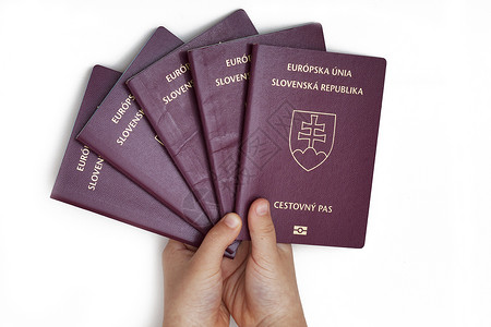 5份斯洛伐克护照落入男孩手中欧洲高清图片素材