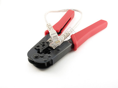 网络电缆校正工具金属刀具工作红色电脑安装电话出口插头修理背景图片