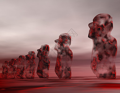 进击巨人笠艾东岛神话渲染石像插图主义者摩艾魔法雕像巨人背景