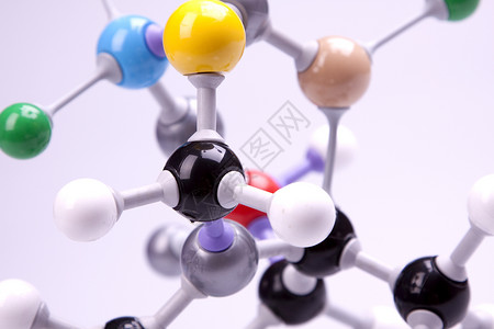 白色的球分子模型紫色粒子蓝色活力技术链接实验室生物基因债券背景
