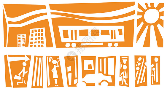 城市剪贴画抽象城市火车时间公文包烟雾男性阳光铁路商务摩天大楼男人背景