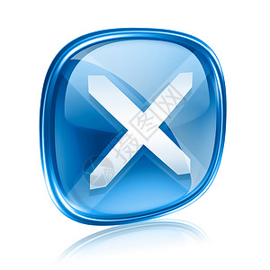 箭头按钮特写图标蓝色玻璃 在白色背景上隔离正方形漩涡表决键盘出口网站指针圆圈网页网络背景