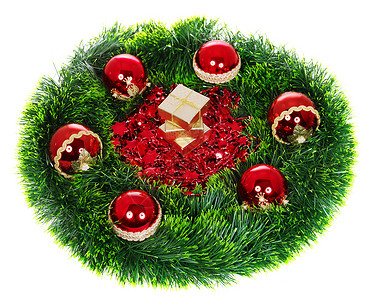 圣诞节装饰假期圆圈季节性传统枝条庆典松树花圈白色云杉背景图片